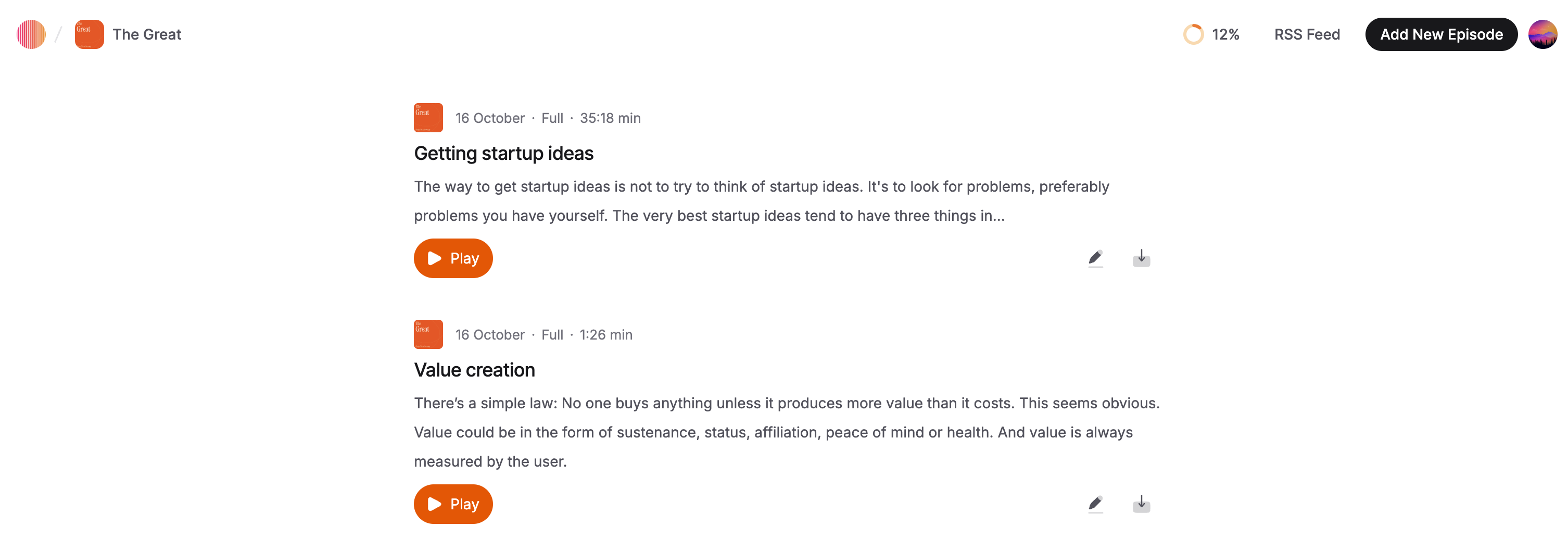 Echocast web app screenshot